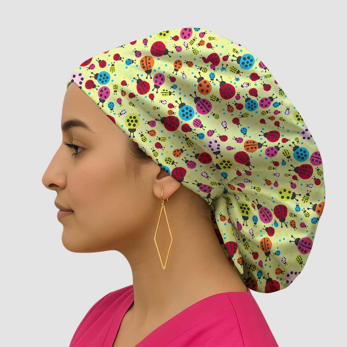 Colorful Ladybug Garden Scrub Cap