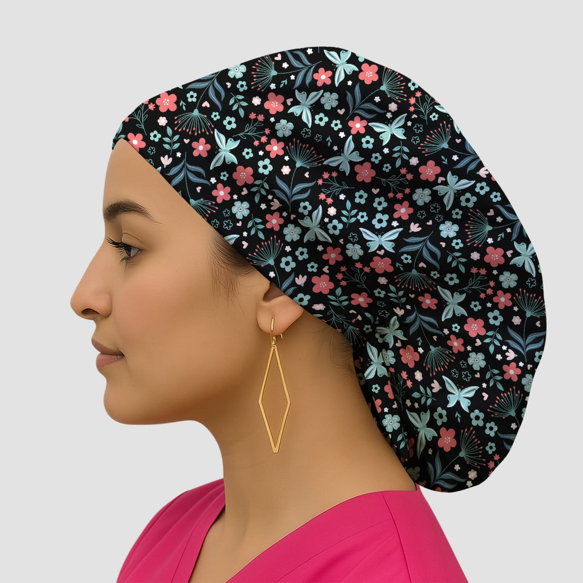 Floral Butterfly Garden Scrub Cap
