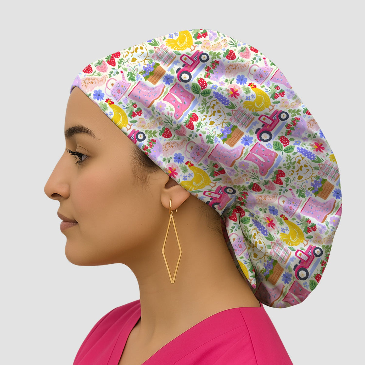 Farm Garden Chicken Scrub Cap