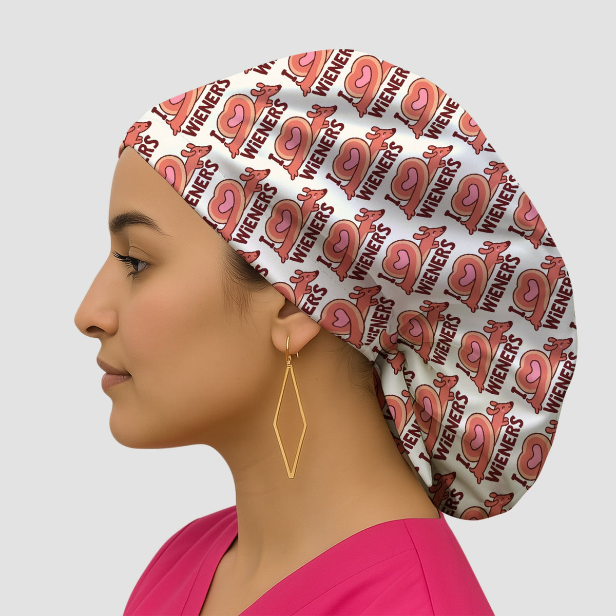 I Love Wieners Dachshund Scrub Cap For Nurse
