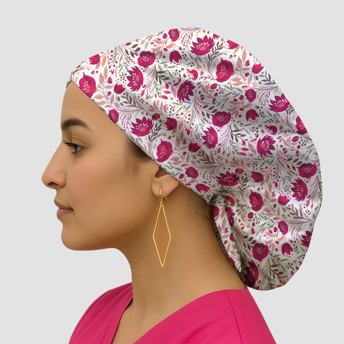 Elegant Floral Botanical Scrub Cap