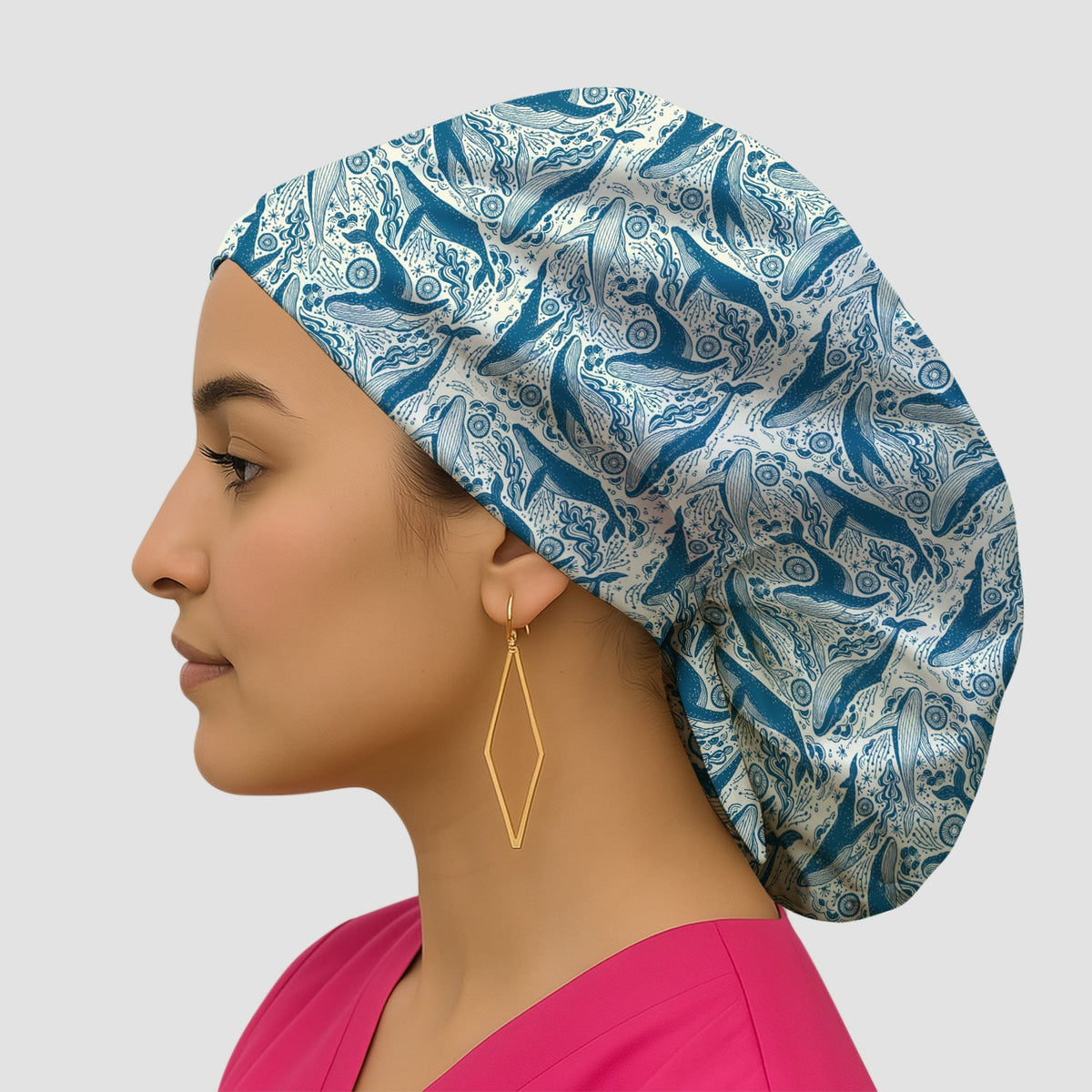 Blue Whale Ocean Scrub Cap