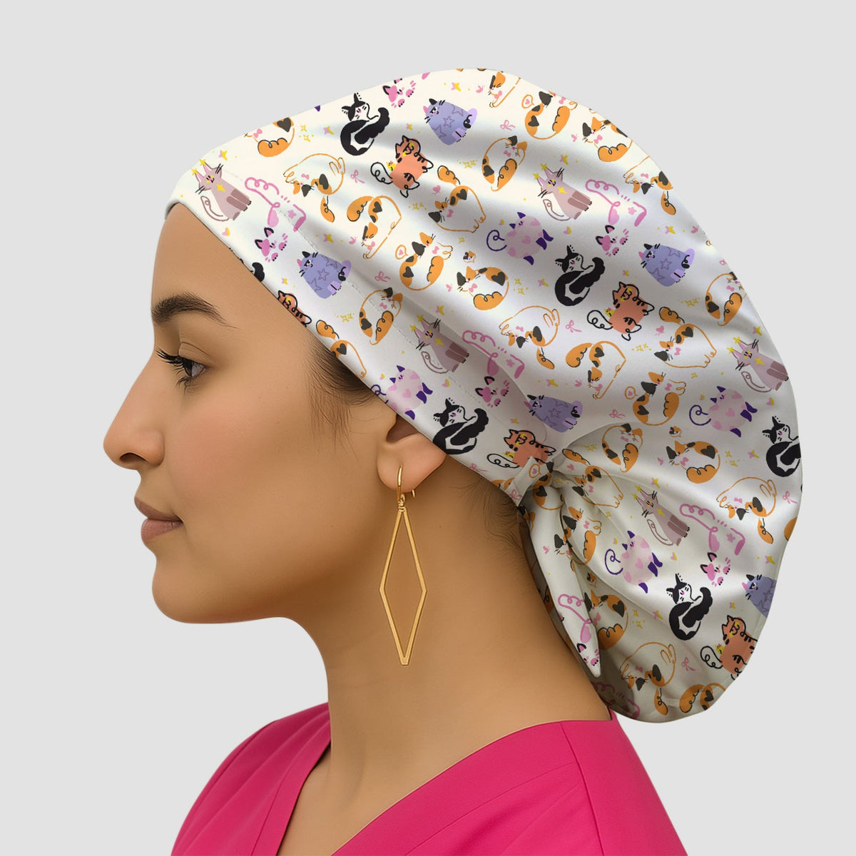 Cute Cats Pattern Scrub Cap