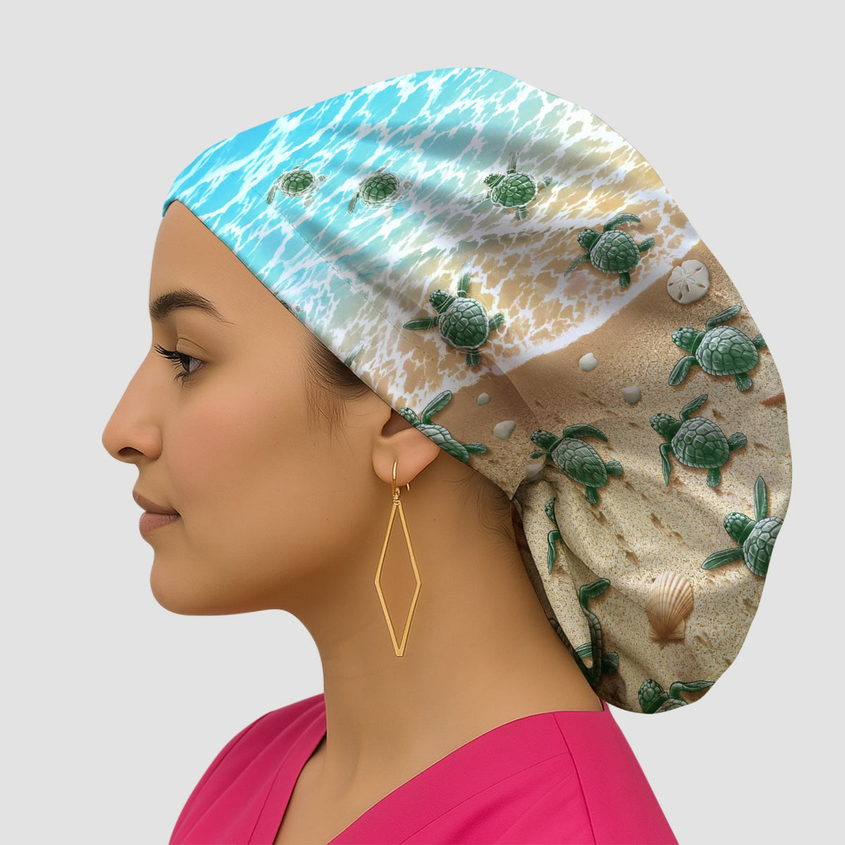 Coastal Sea Turtle Beach Scrub Cap