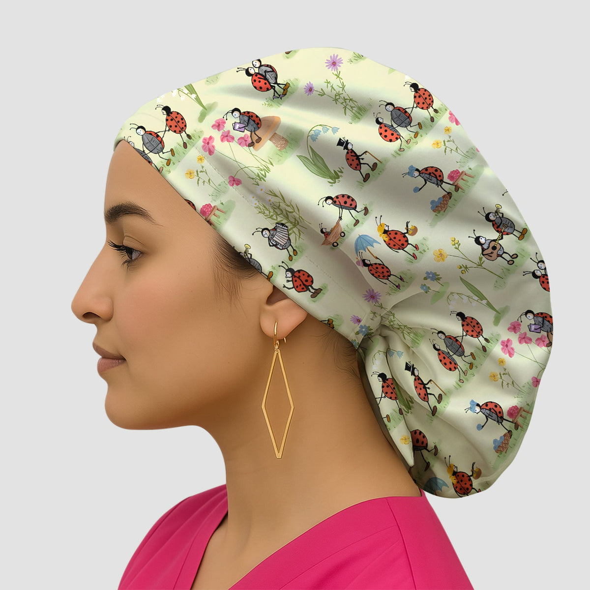Whimsical Ladybug Garden Activity Scrub Cap