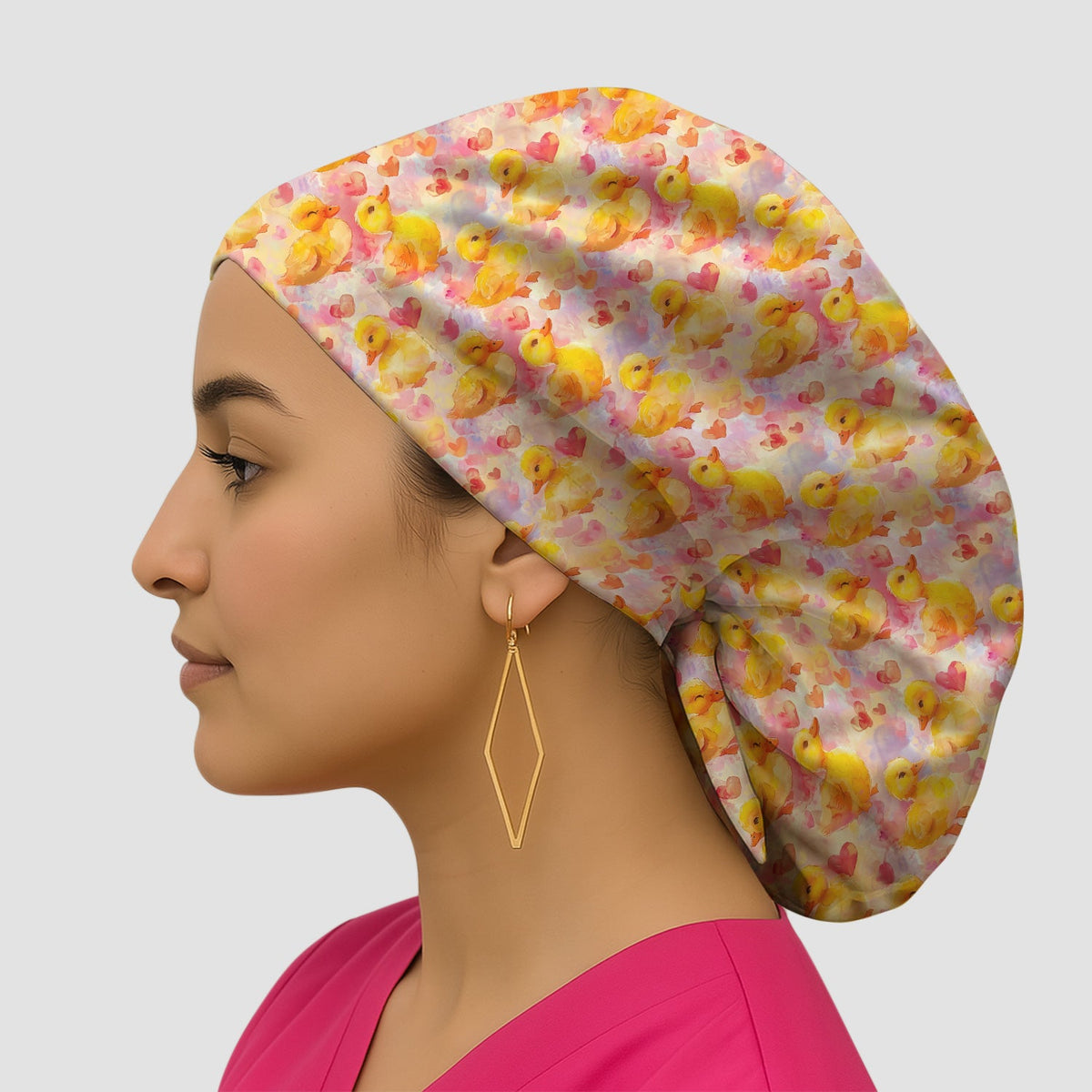 Duck Heart Watercolor Scrub Cap