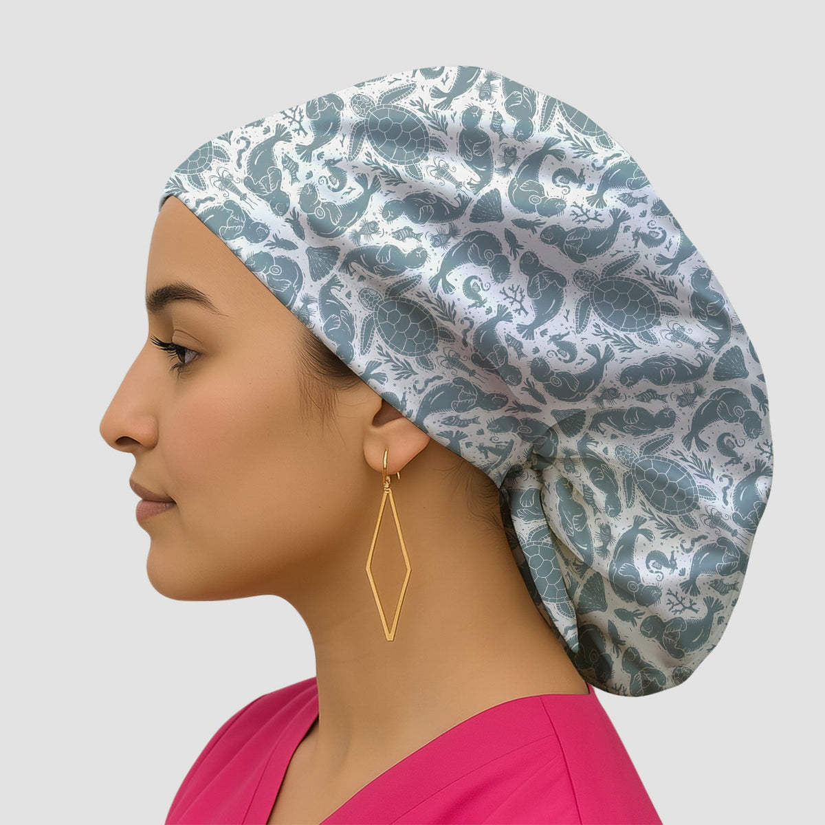 Ocean Sea Marine Life Nurse Scrub Cap