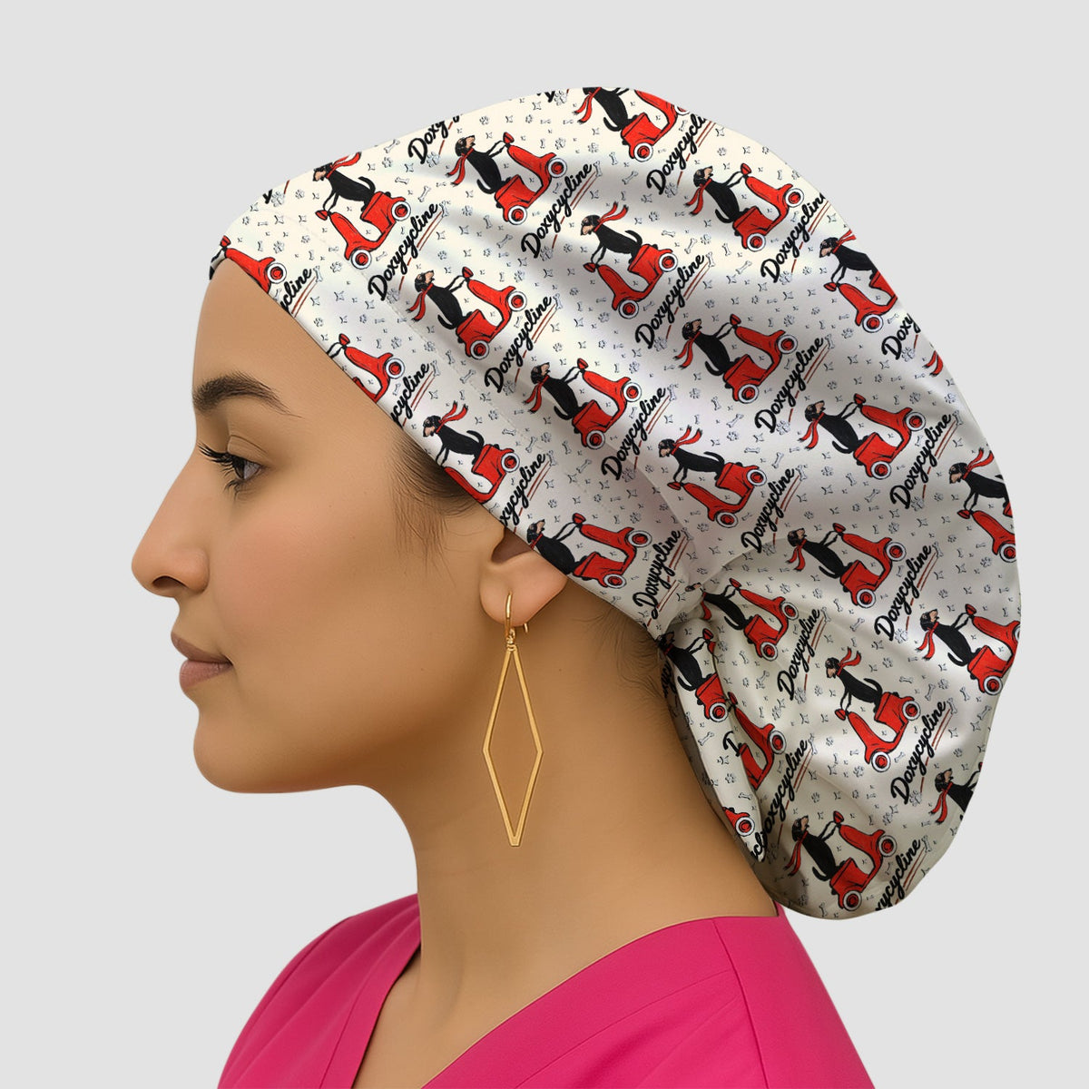 Dachshund Riding Scooter Scrub Cap
