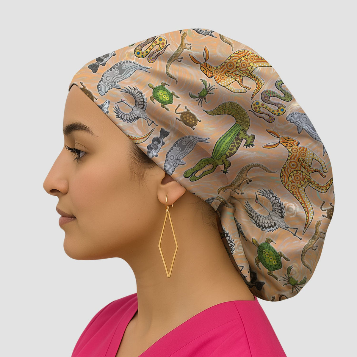 Crocodile Turtle Snake Scrub Cap