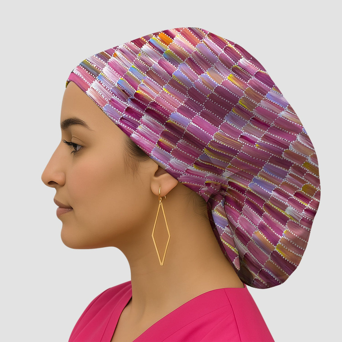 Colorful Abstract Brushstroke Dotted Scrub Cap