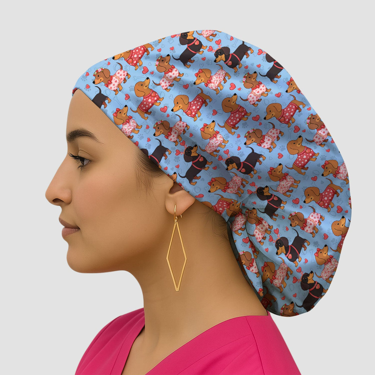 Valentine Dachshund Love Scrub Cap