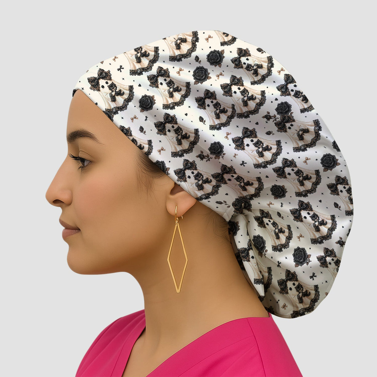 Ghost Black Cat Scrub Cap - Halloween Gift For Nurse