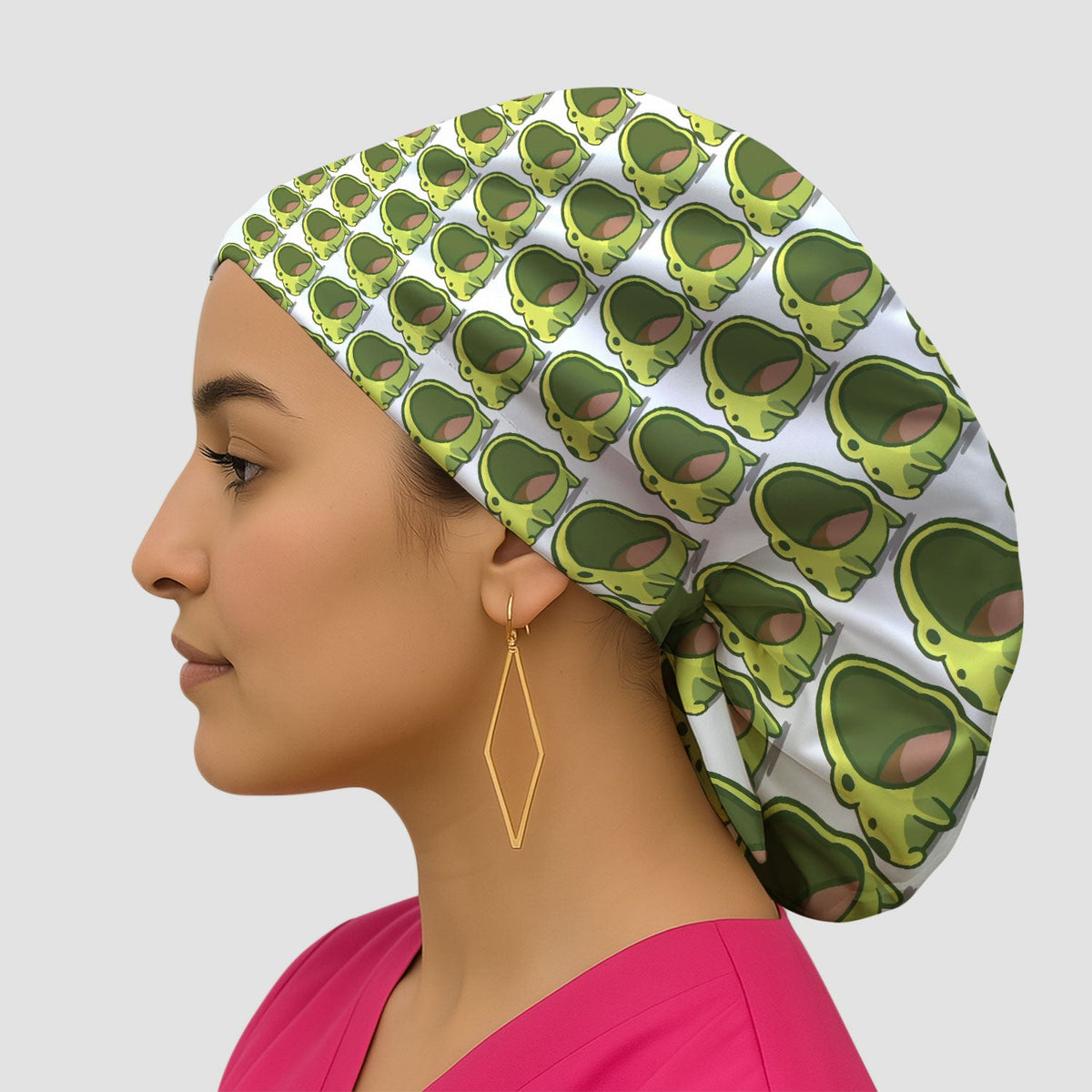 Green Frog Cartoon Scrub Cap
