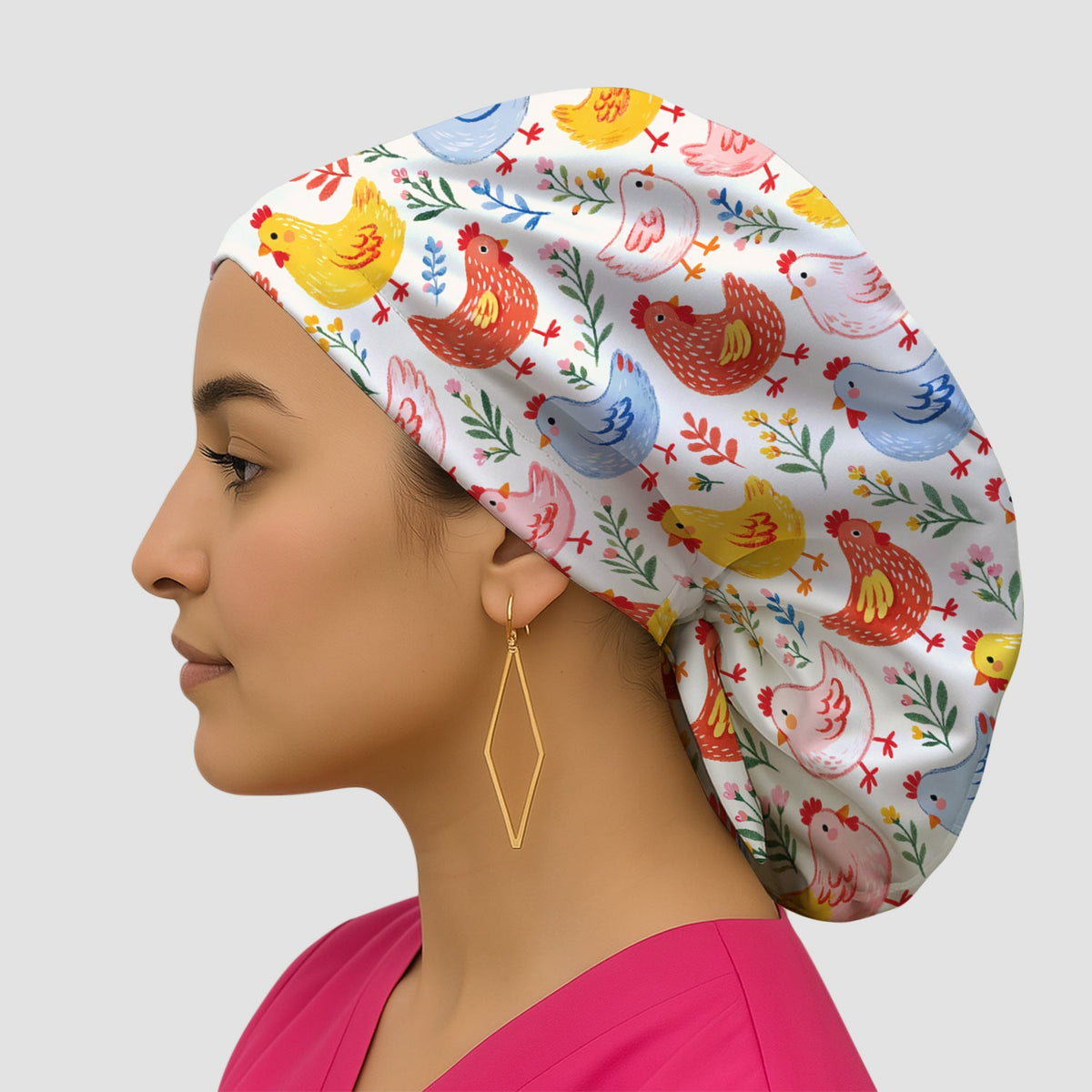 Fun Cartoon Hen Scrub Cap
