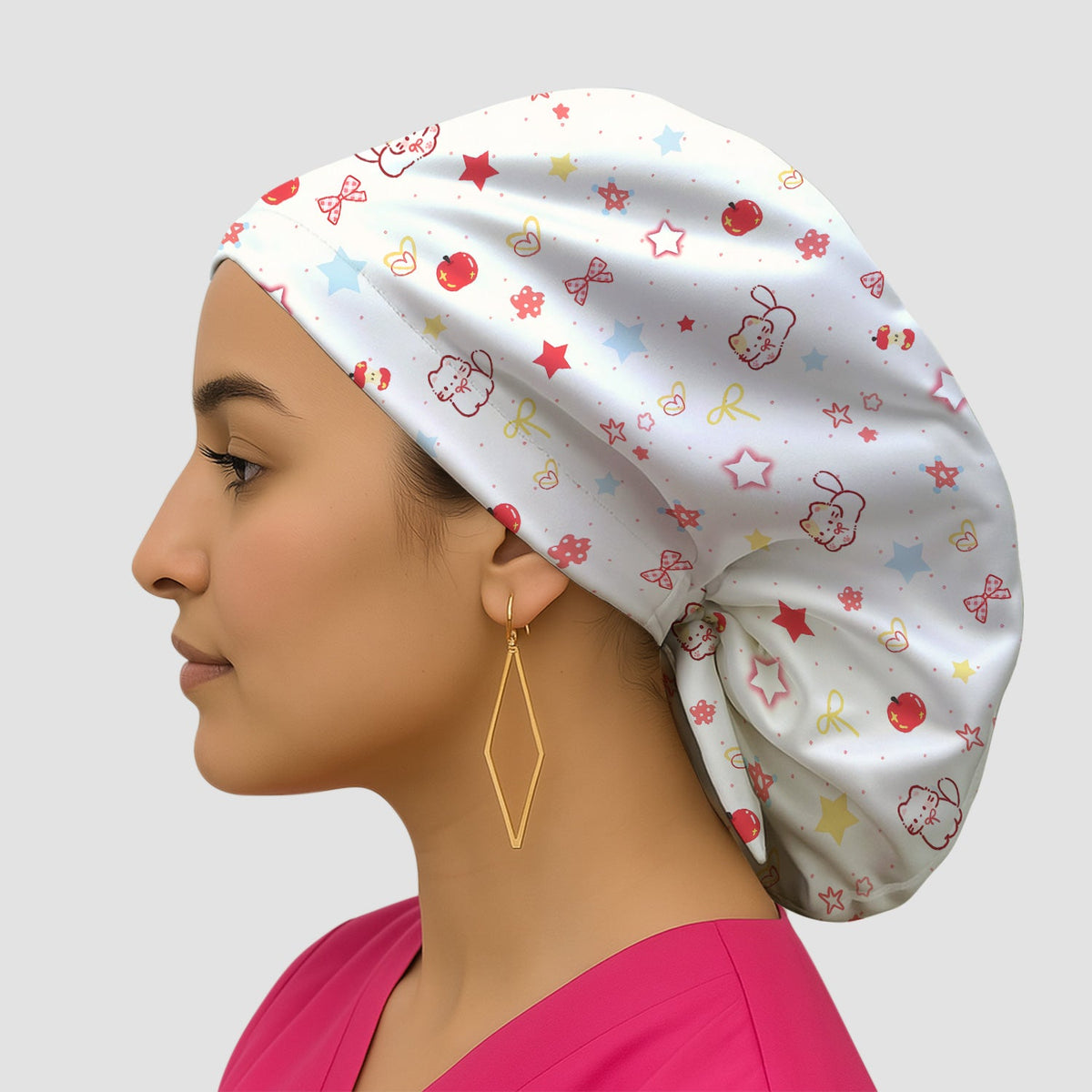 Kawaii Cat Bow Star Scrub Cap