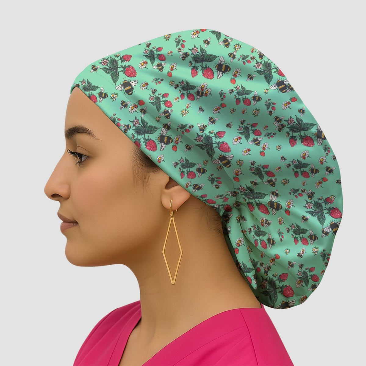 Strawberry Bee Daisy Scrub Cap