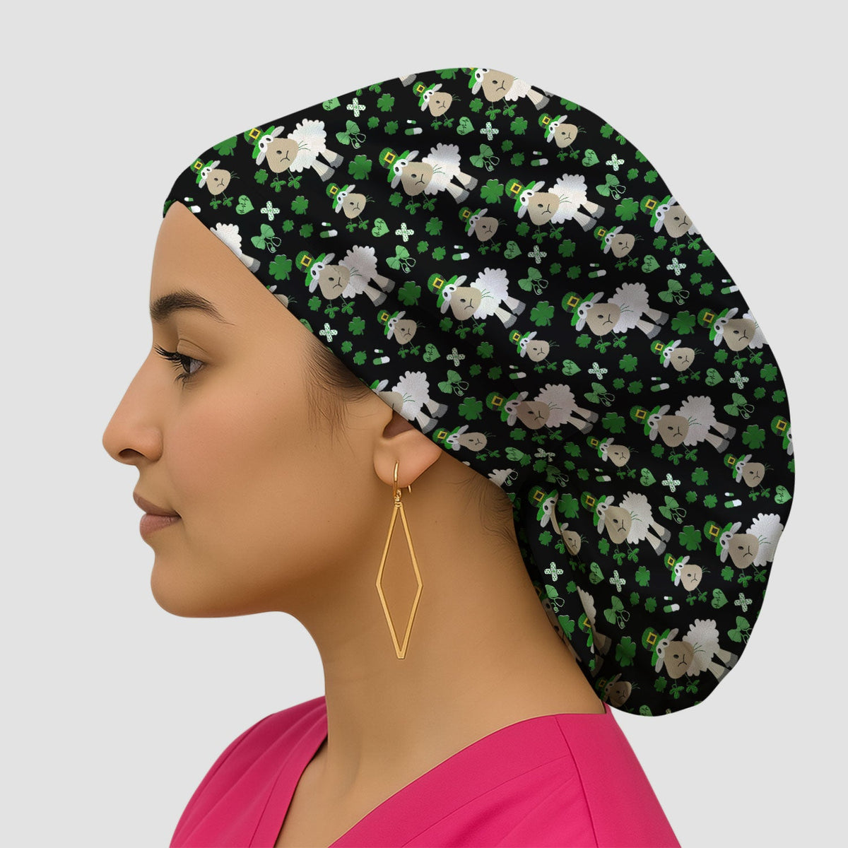 Sheep Shamrock Nurse Scrub Cap - St Patricks Day Gift