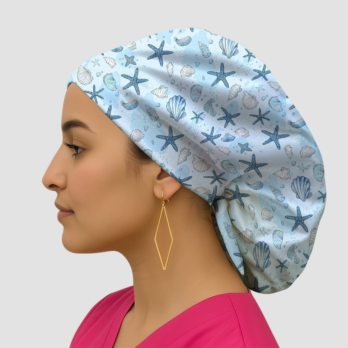 Ocean Shell Starfish Nurse Scrub Cap