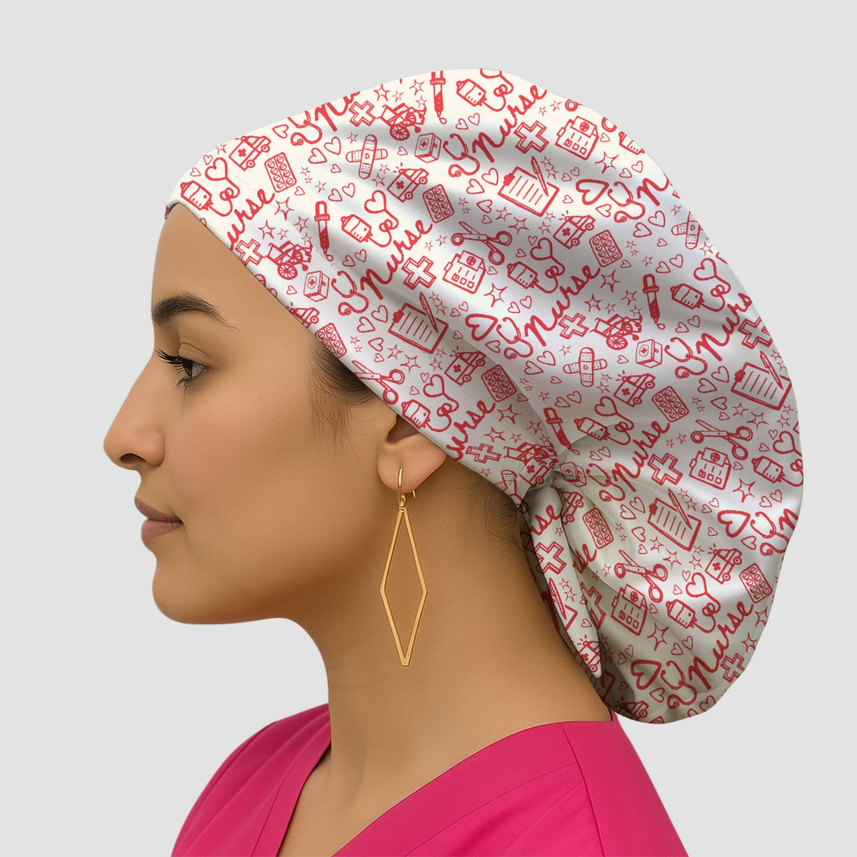 Heart Medical Scrub Cap