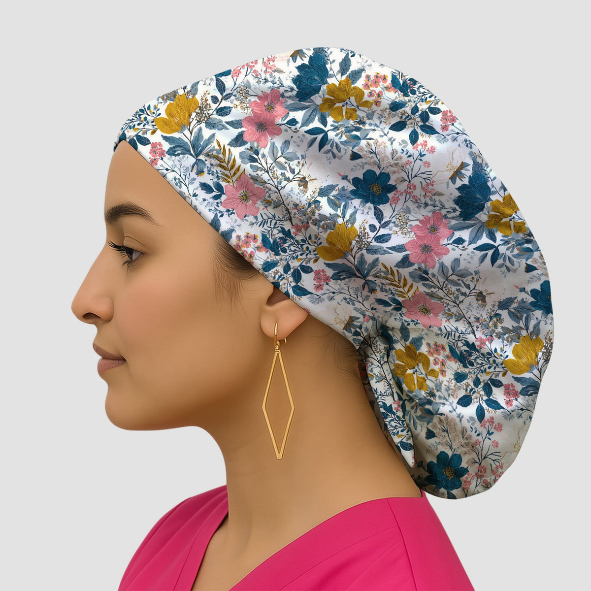 Elegant Floral Garden Bloom Scrub Cap