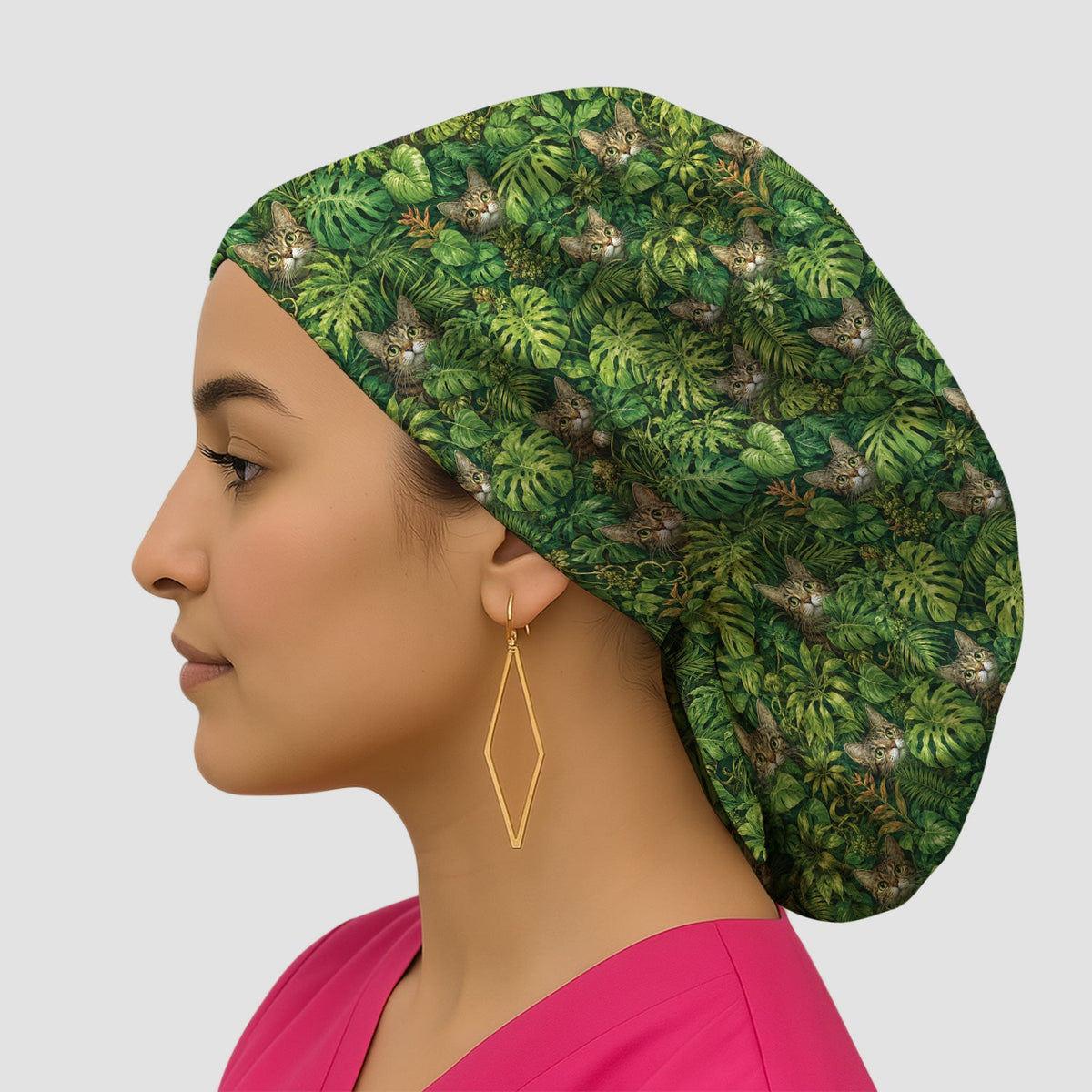 Hidden Jungle Cat Veterinary Nurse Scrub Cap