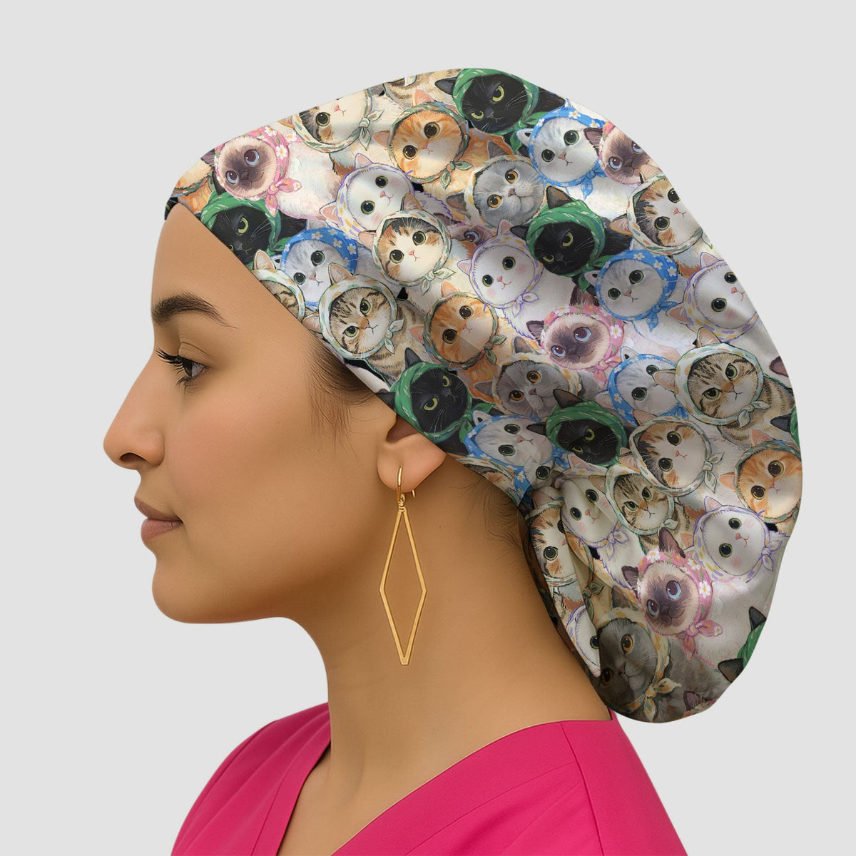 Adorable Multi Cat Portrait Scrub Cap