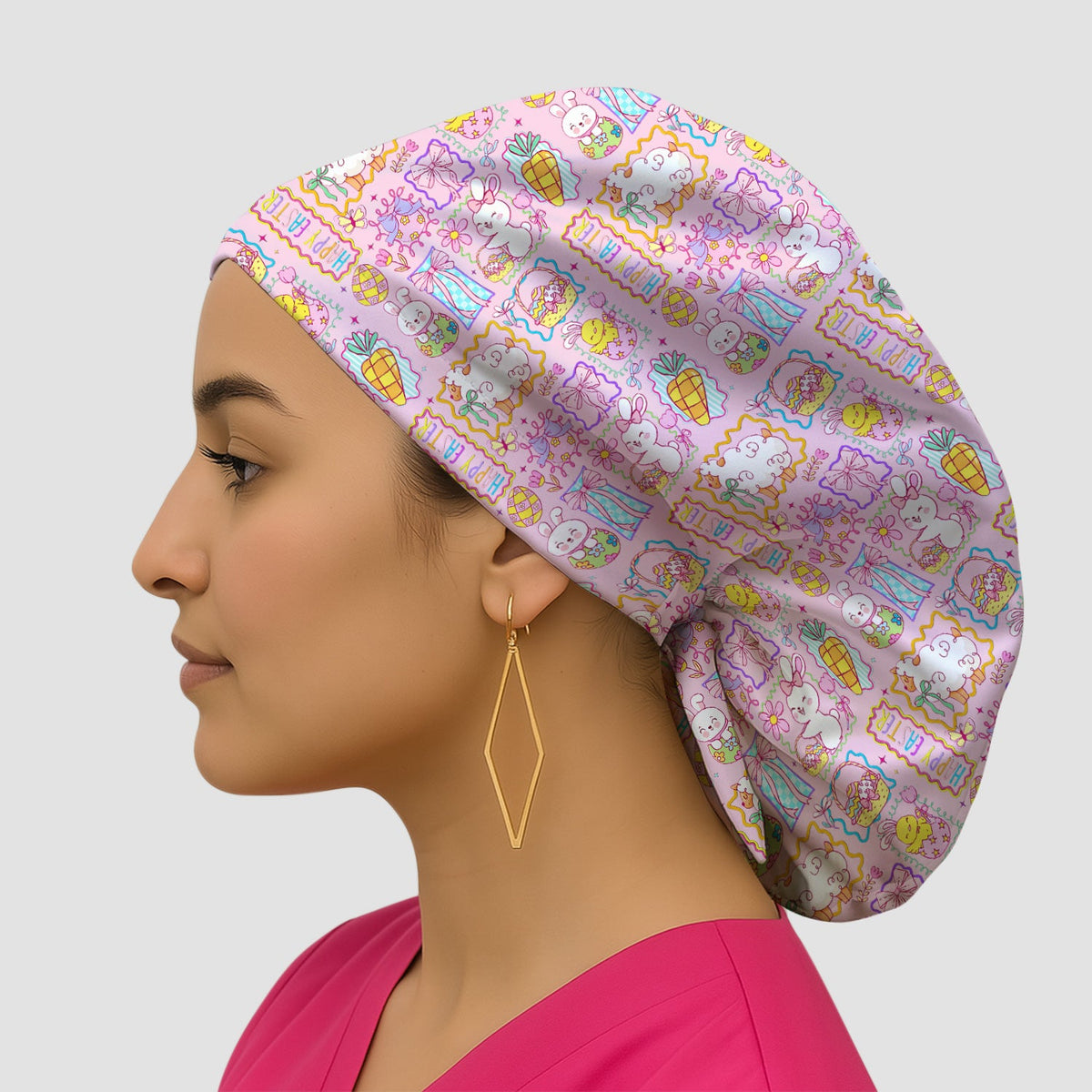 Bunny Egg Bow Scrub Cap - Easter Gift For Nurse