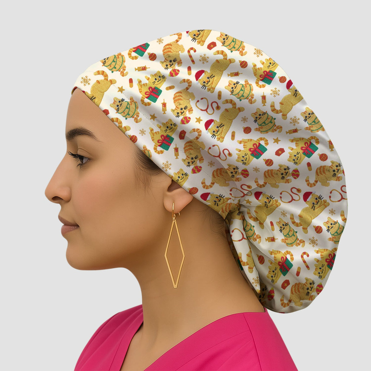 Christmas Kitty Scrub Cap