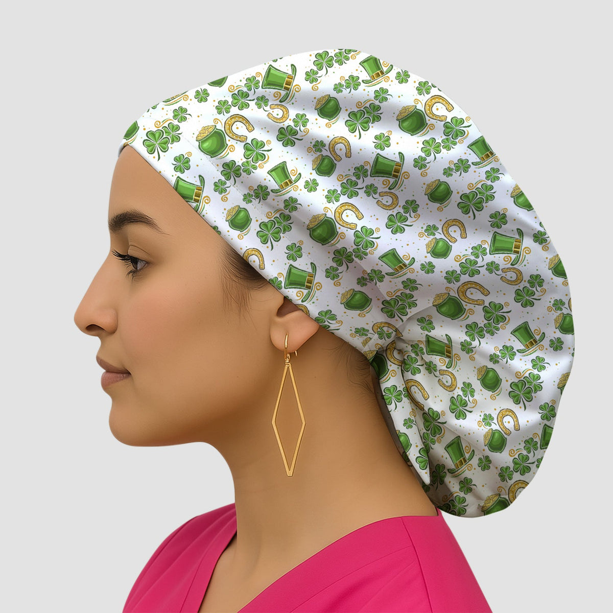 St Patrick Shamrock Scrub Cap