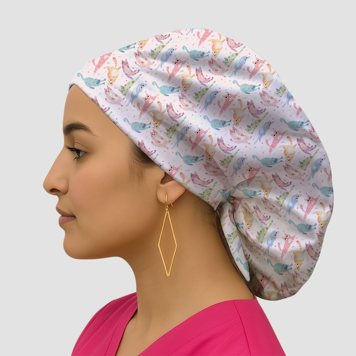 Pastel Cat Scrub Cap