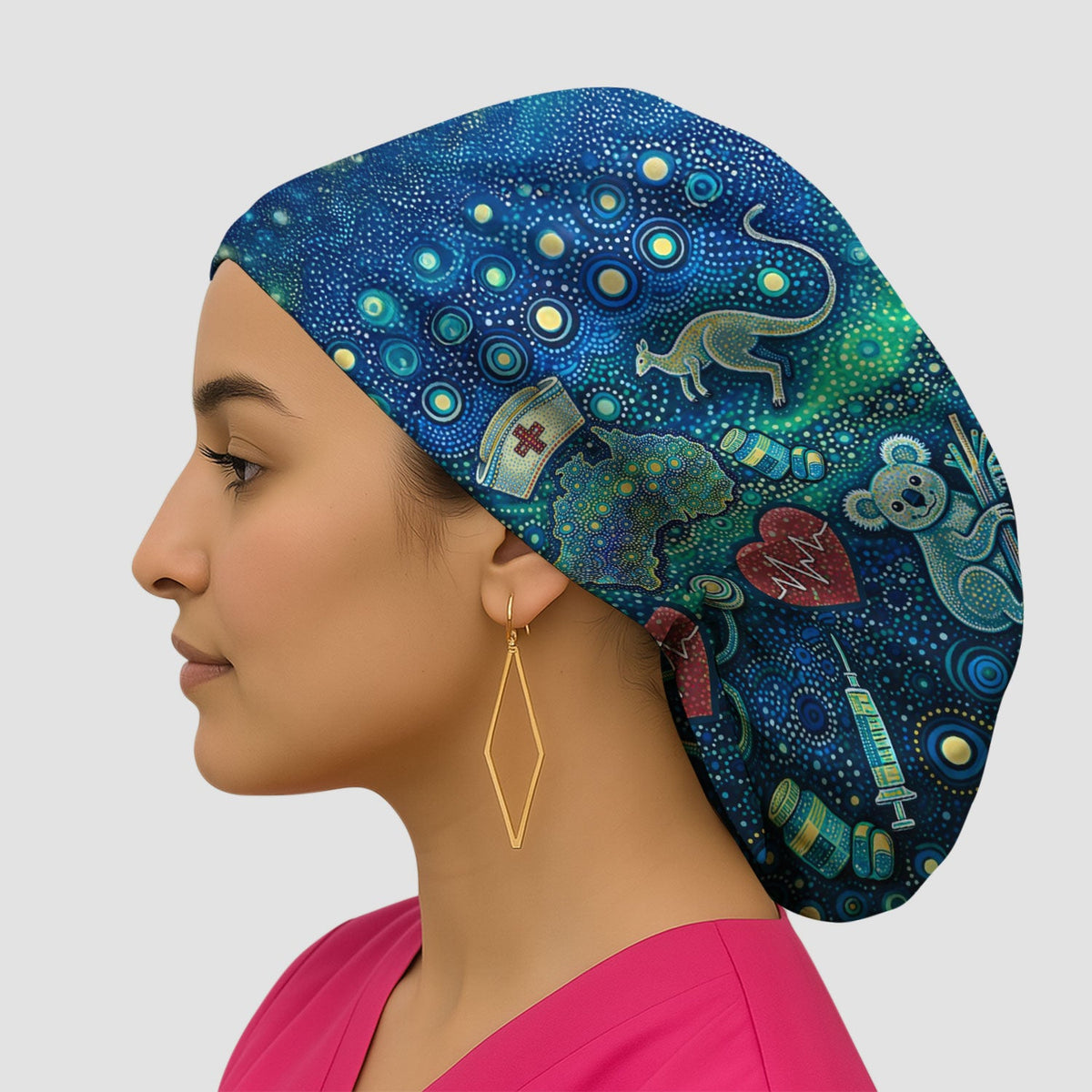 Aboriginal Australia Kangaroo Koala Scrub Cap