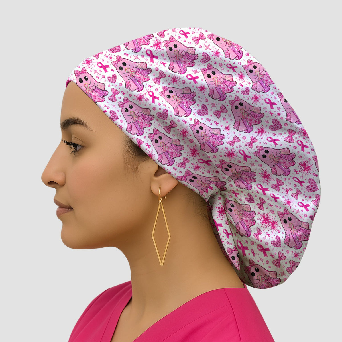 Breast Cancer Ribbon Ghost Princess Scrub Cap