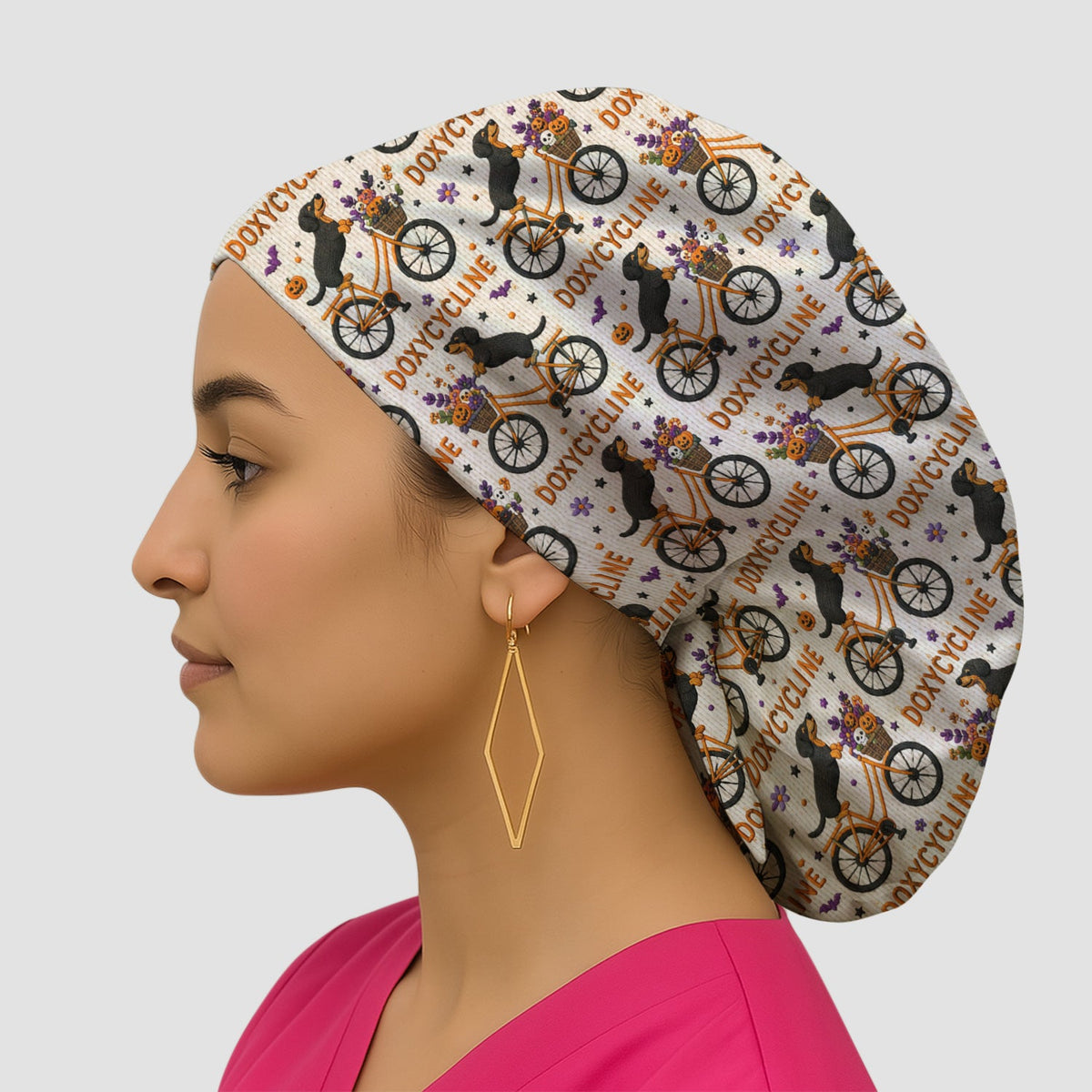 Dachshund Doxycycline Bike Scrub Cap - Halloween Gift For Nurse