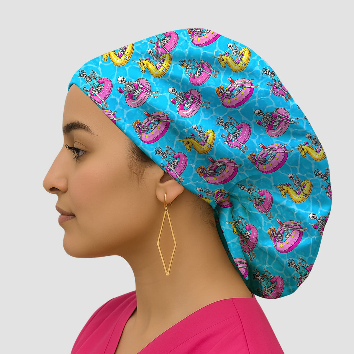 Summerween Skeleton Pool Float Scrub Cap
