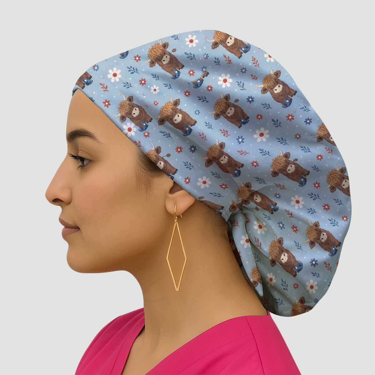 Floral Cowboy Boots Scrub Cap