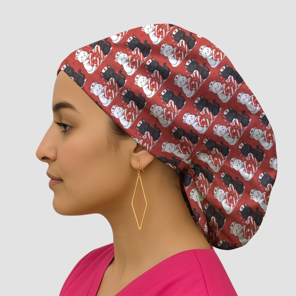 Xmas Cat Nurse Six Seven Scrub Cap
