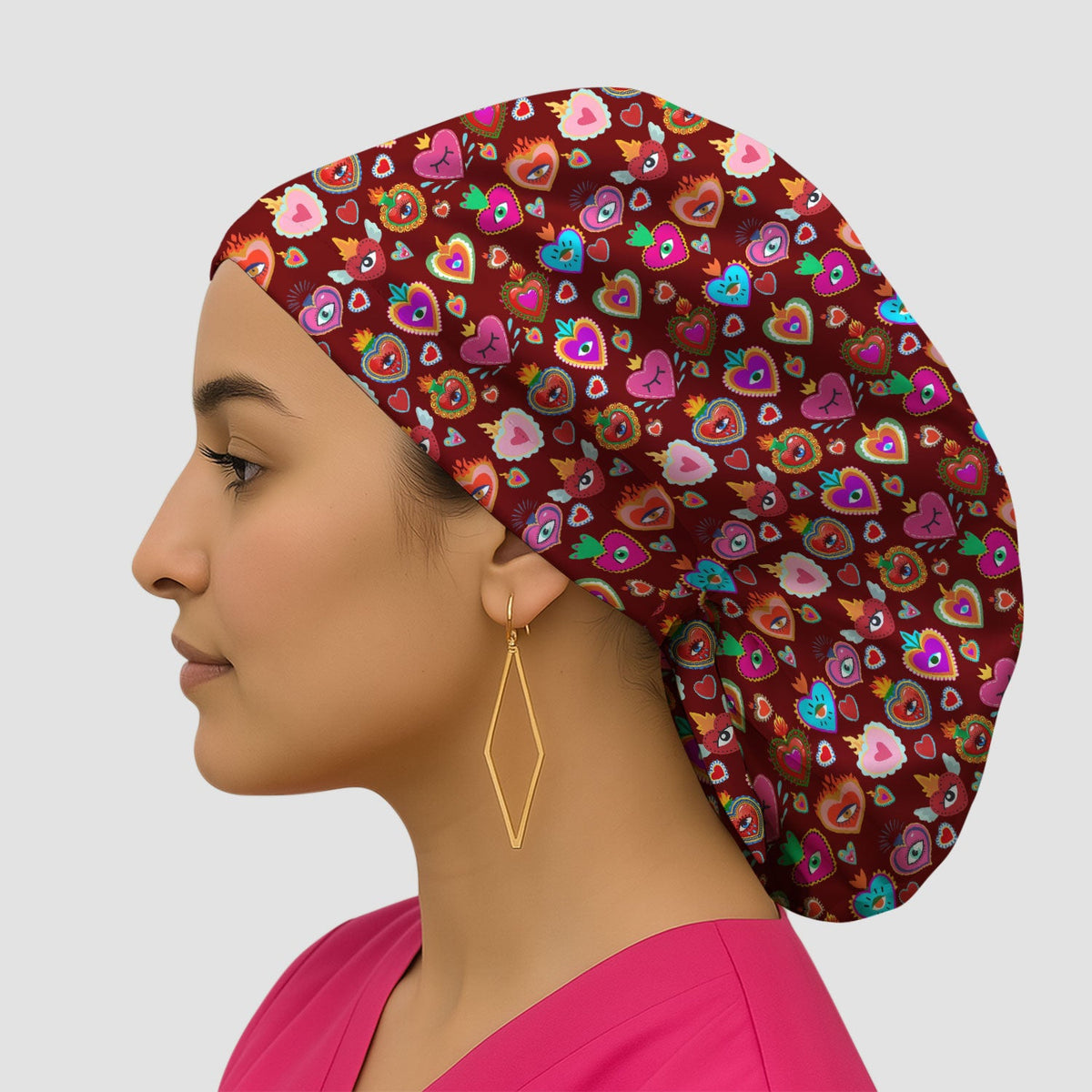 Valentine Colorful Sacred Heart Scrub Cap