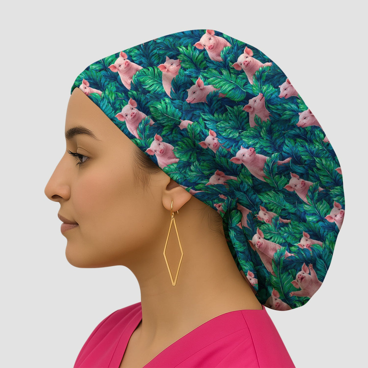 Piglet Jungle Leaves Scrub Cap