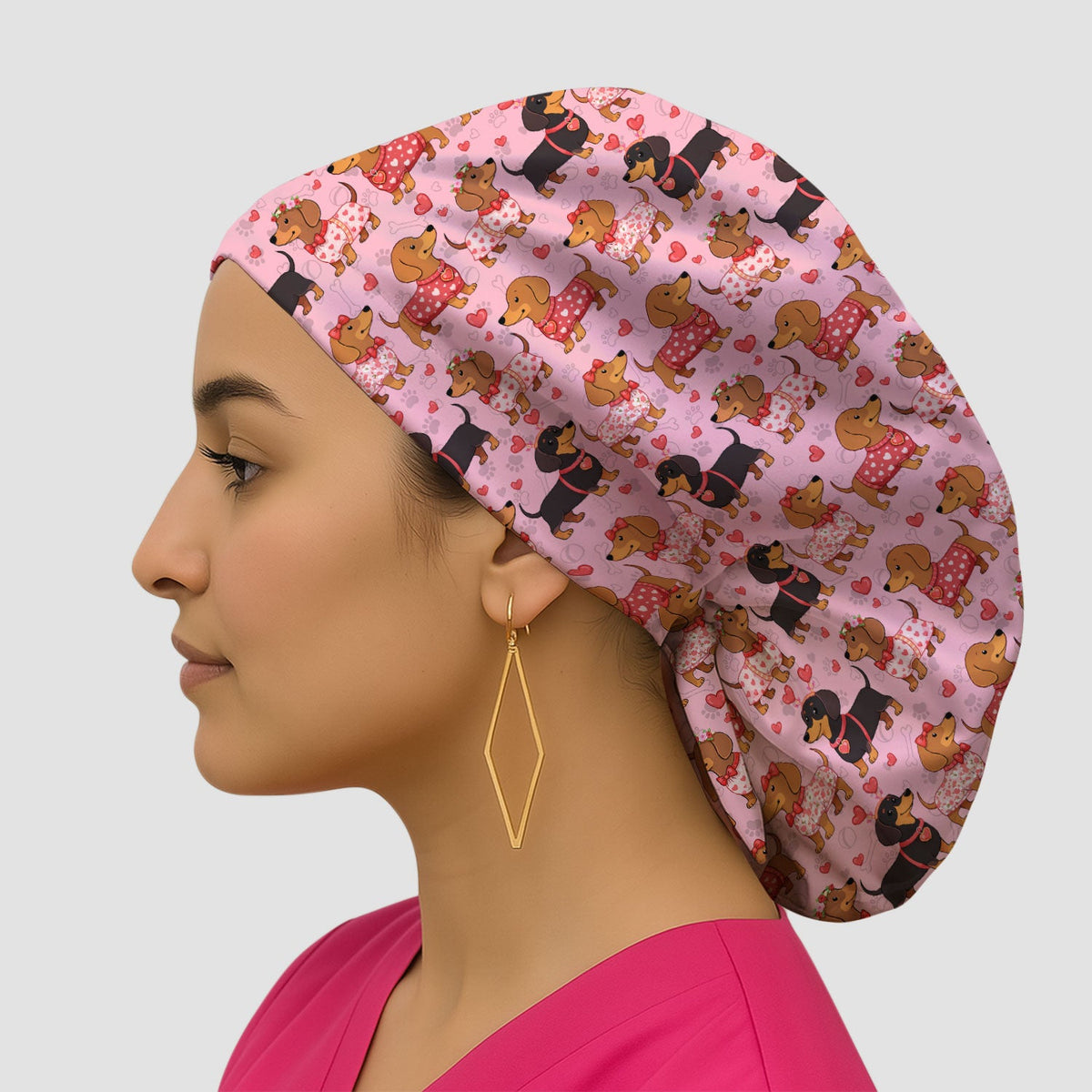 Valentine Dachshund Love Scrub Cap