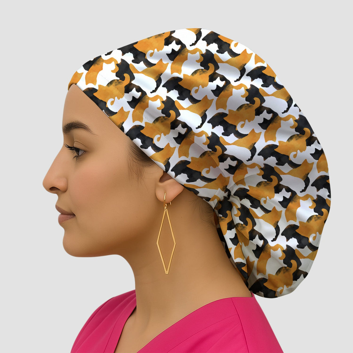 Calico Cat Silhouette Scrub Cap