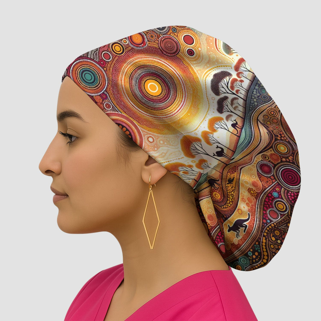 Aboriginal Kangaroo Art Scrub Cap