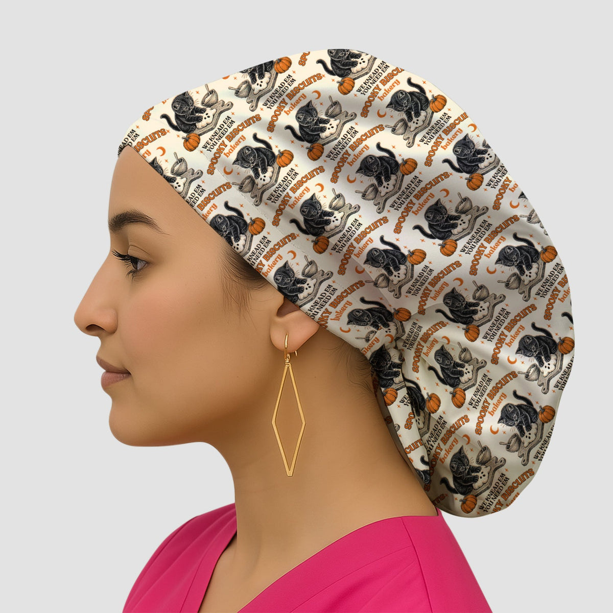 Black Cat Scrub Cap - Halloween Gift