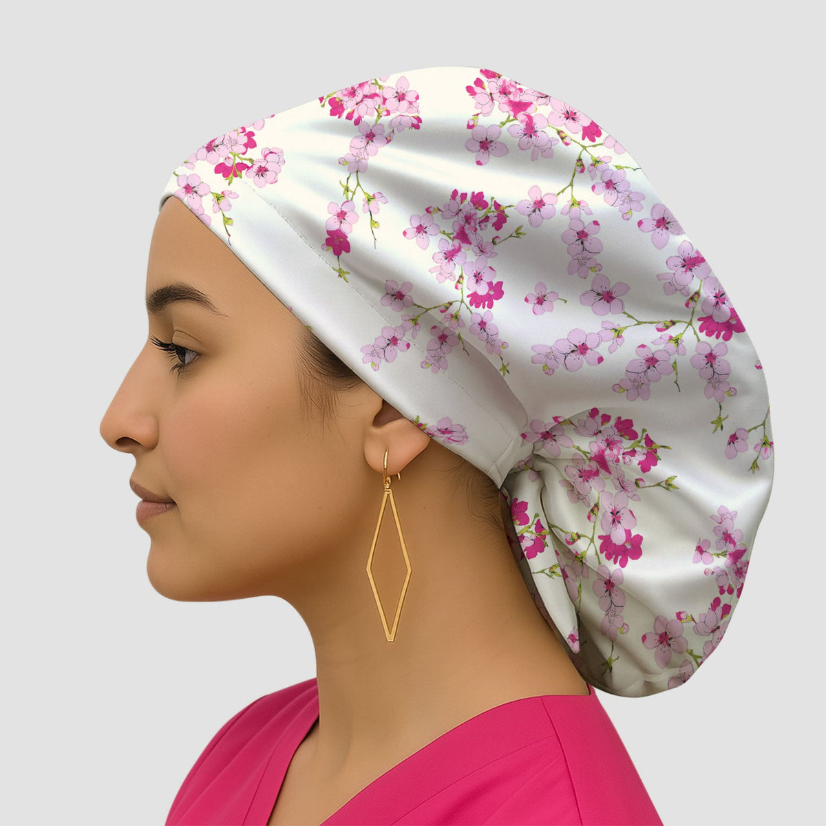 Elegant Cherry Blossom Scrub Cap