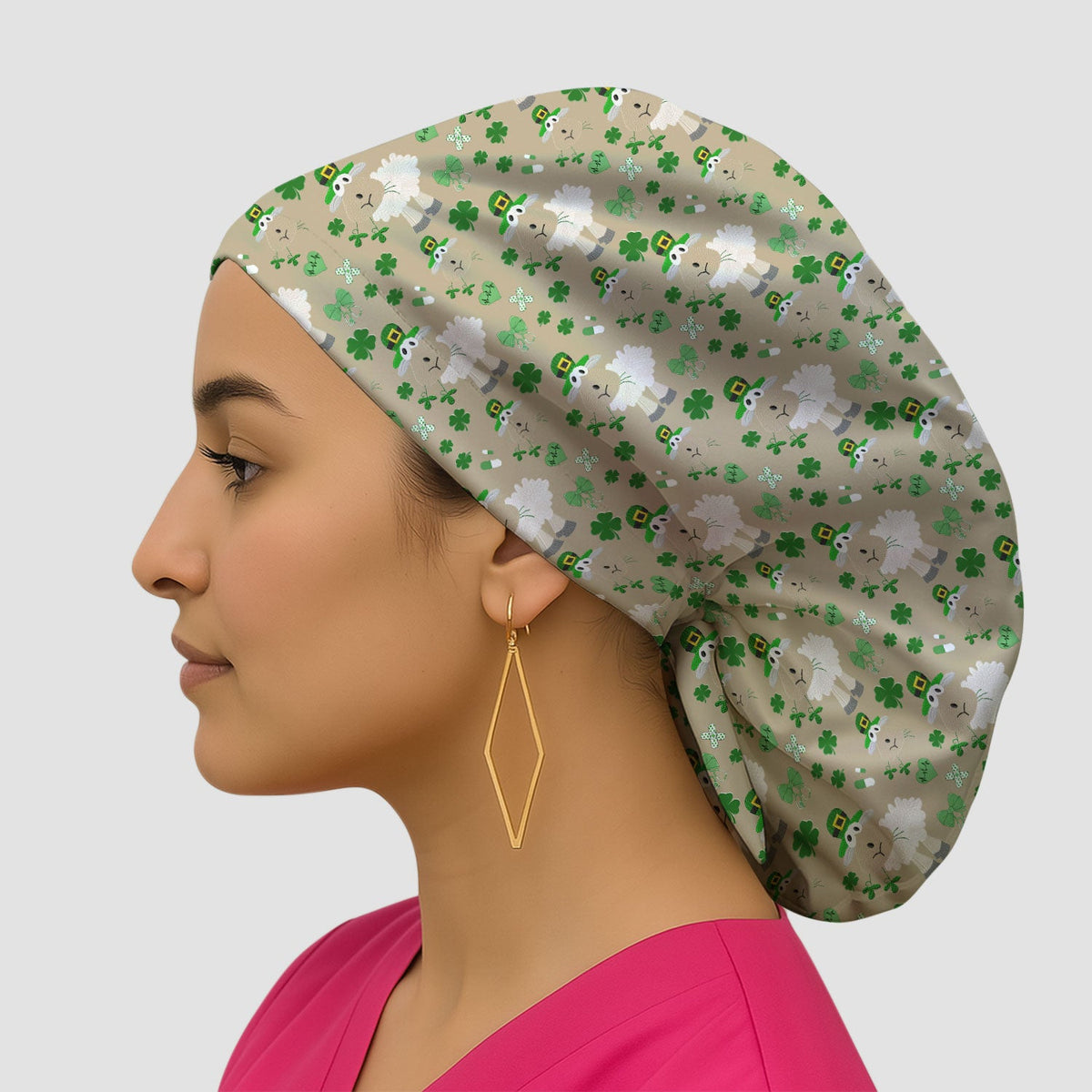 Sheep Shamrock Nurse Scrub Cap - St Patricks Day Gift