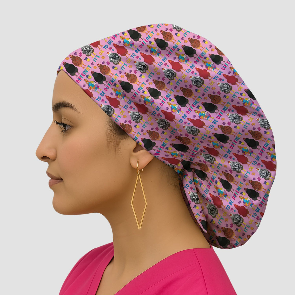 Autism Chicken It's OK To Be Different Scrub Cap