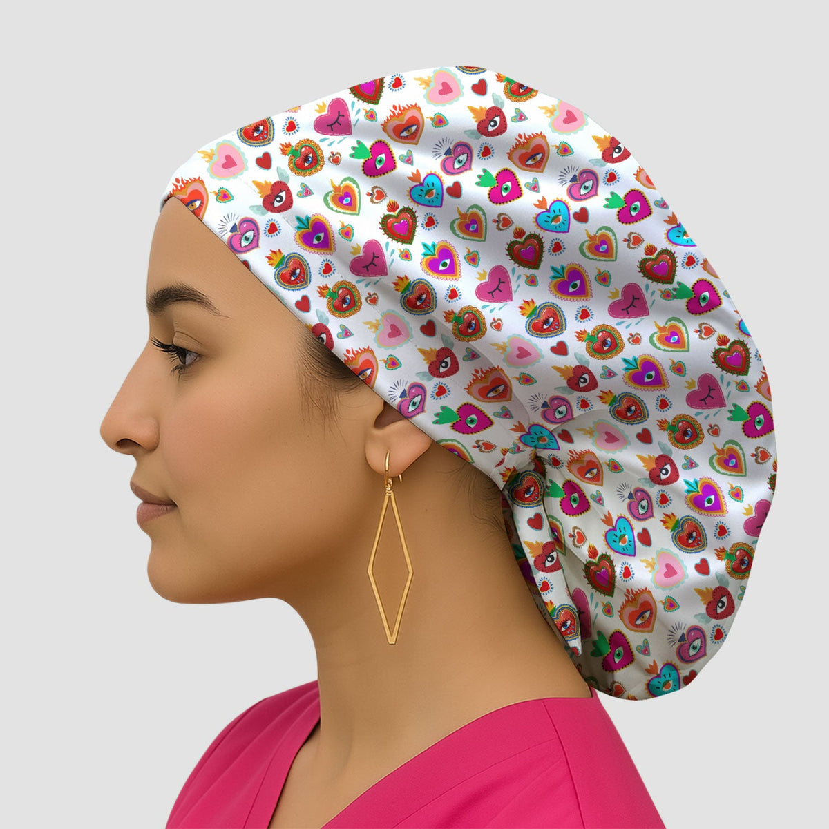 Valentine Colorful Sacred Heart Scrub Cap