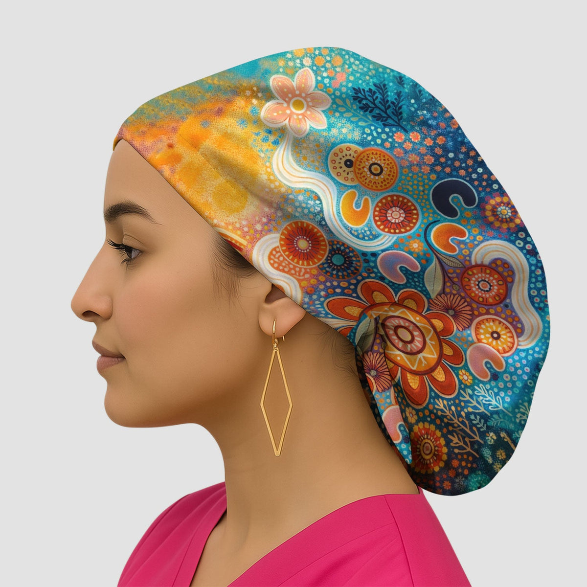 Australian Dot Art Boho Scrub Cap