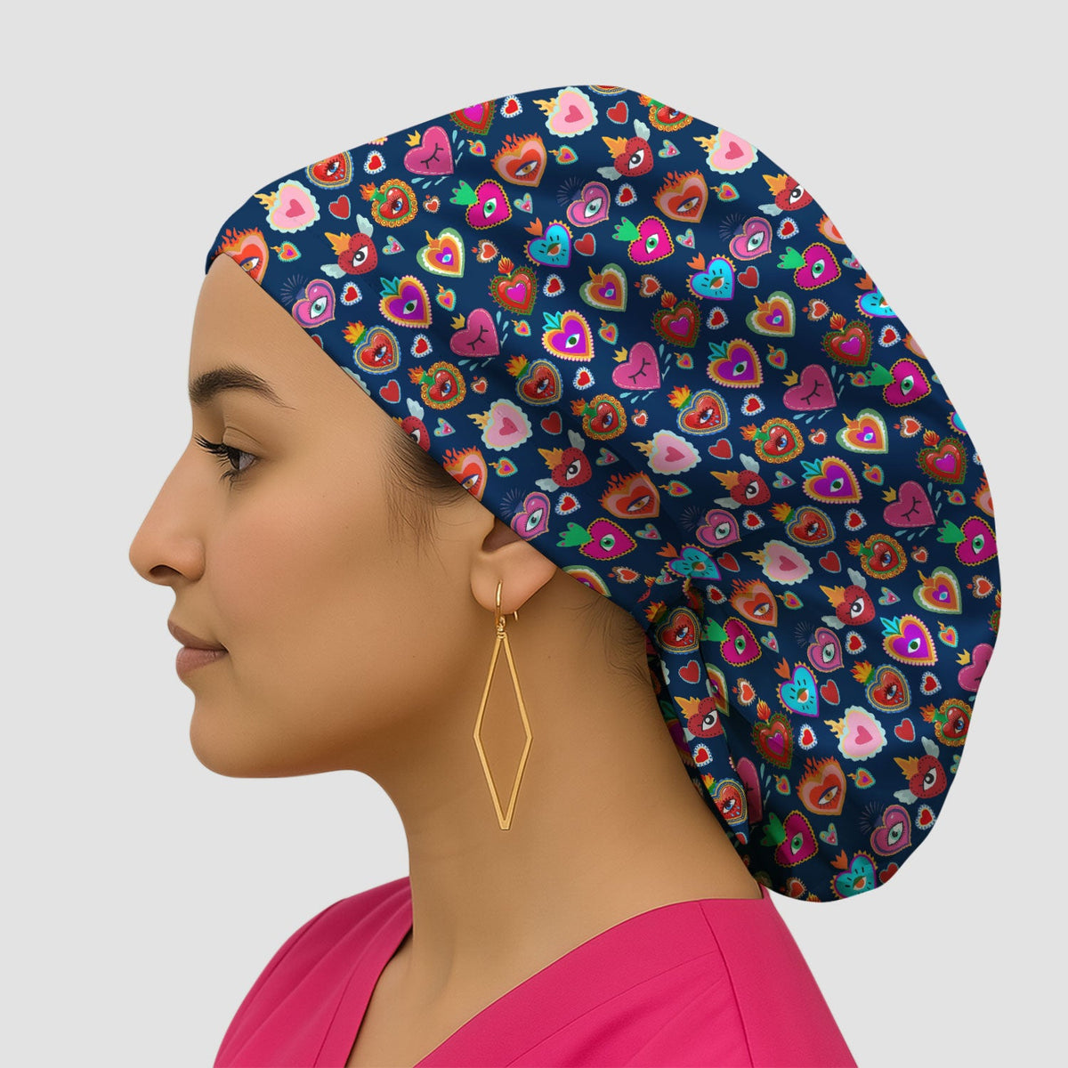Valentine Colorful Sacred Heart Scrub Cap