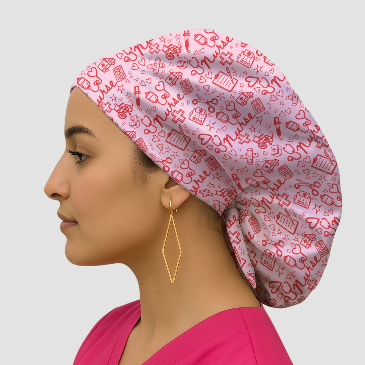 Heart Medical Scrub Cap