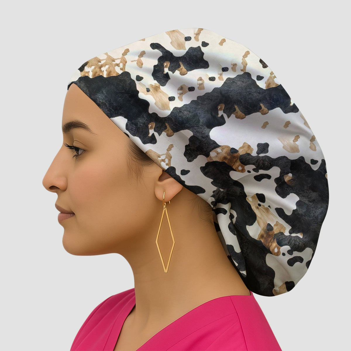 Classic Cow Print Scrub Cap